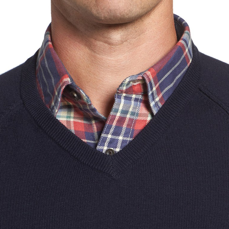 Long Sleeve Cotton Spandex V-Neck Sweater